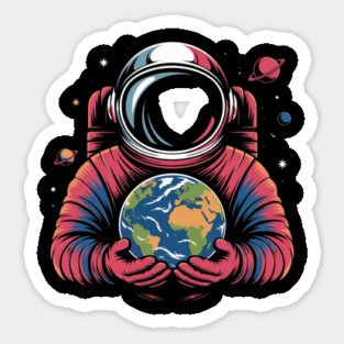 Astronaut Holding Earth Planet Space Galaxy For Earth Day Sticker