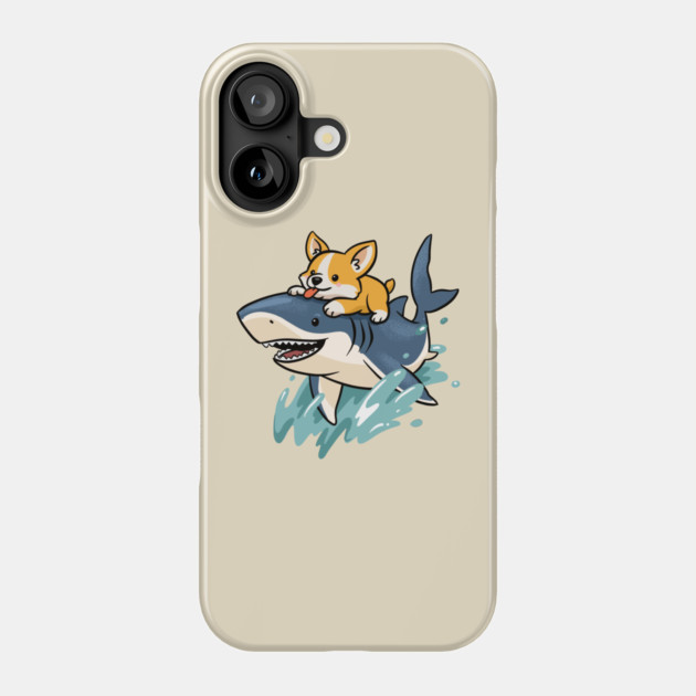 Corgi riding Shark Phone Case by GoshWow®