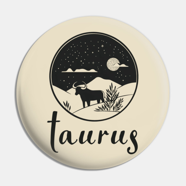 Taurus Zodiac Sign Celestial Art Pin by TuncGK