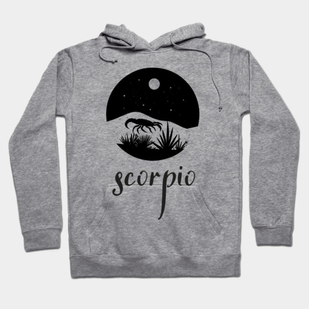 Scorpio Zodiac Sign Moonlit Landscape Hoodie by TuncGK
