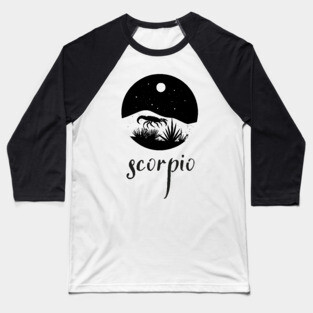 Scorpio Zodiac Sign Moonlit Landscape Baseball T-Shirt