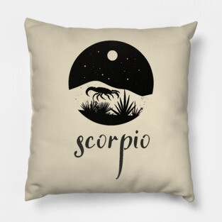 Scorpio Zodiac Sign Moonlit Landscape Pillow