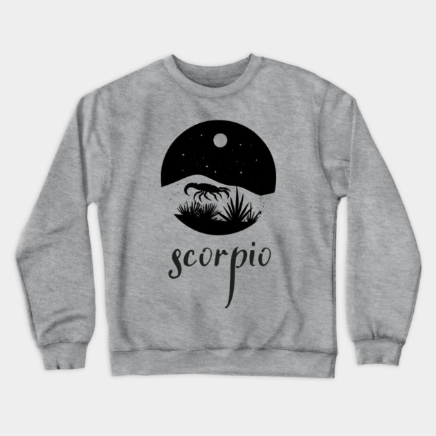 Scorpio Zodiac Sign Moonlit Landscape Crewneck Sweatshirt by TuncGK