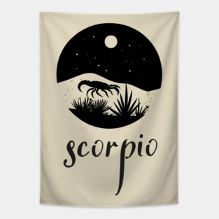 Scorpio Zodiac Sign Moonlit Landscape Tapestry