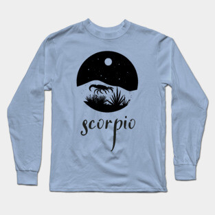 Scorpio Zodiac Sign Moonlit Landscape Long Sleeve T-Shirt