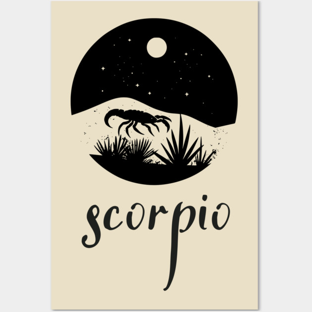 Scorpio Zodiac Sign Moonlit Landscape Wall Art by TuncGK