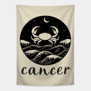 Cancer Zodiac Sign Cosmic Crab Art Tapestry