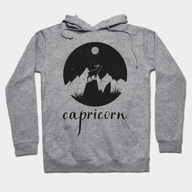 Capricorn Zodiac Sign Mountain Goat Art Hoodie by TuncGK