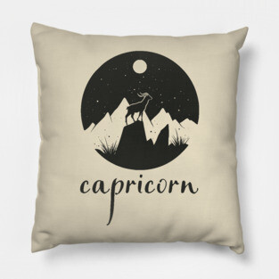 Capricorn Zodiac Sign Mountain Goat Art Pillow