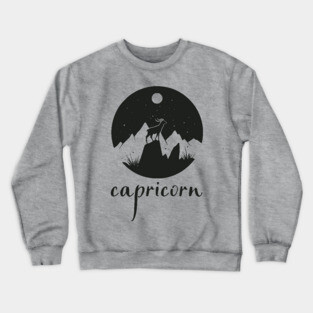 Capricorn Zodiac Sign Mountain Goat Art Crewneck Sweatshirt