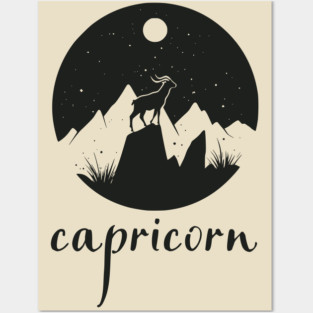 Capricorn Zodiac Sign Mountain Goat Art Posters and Art