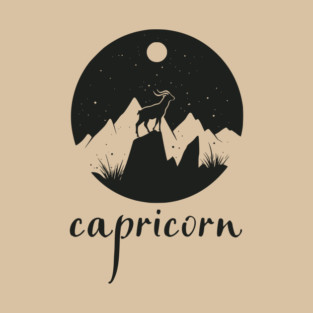 Capricorn Zodiac Sign Mountain Goat Art T-Shirt