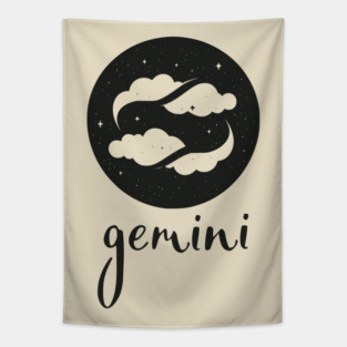 Gemini Zodiac Sign Dreamy Clouds Artwork Tapestry