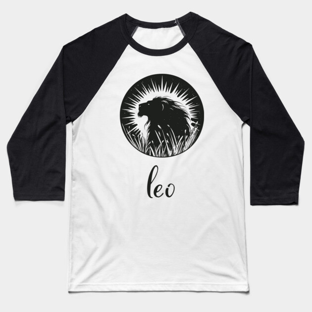 Leo Zodiac Sign Majestic Lion Artwork Baseball T-Shirt by TuncGK
