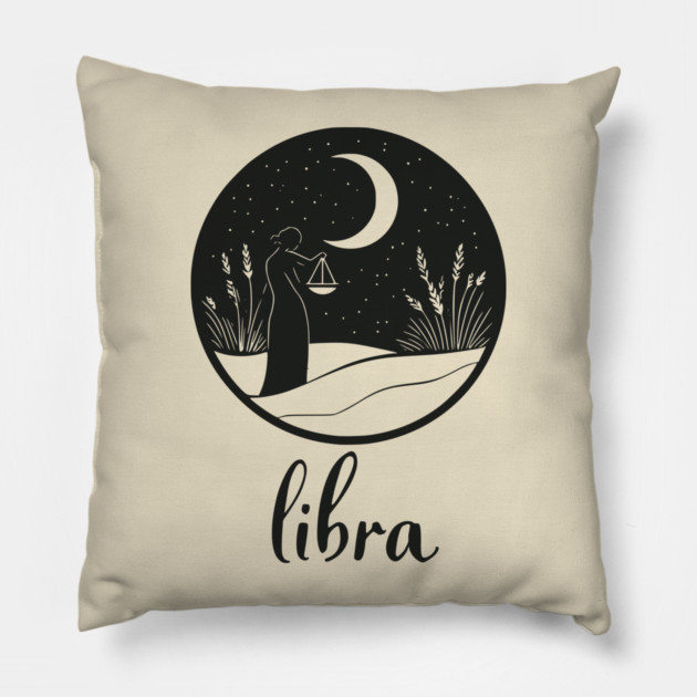 Libra Zodiac Sign Celestial Balance Art Pillow by TuncGK