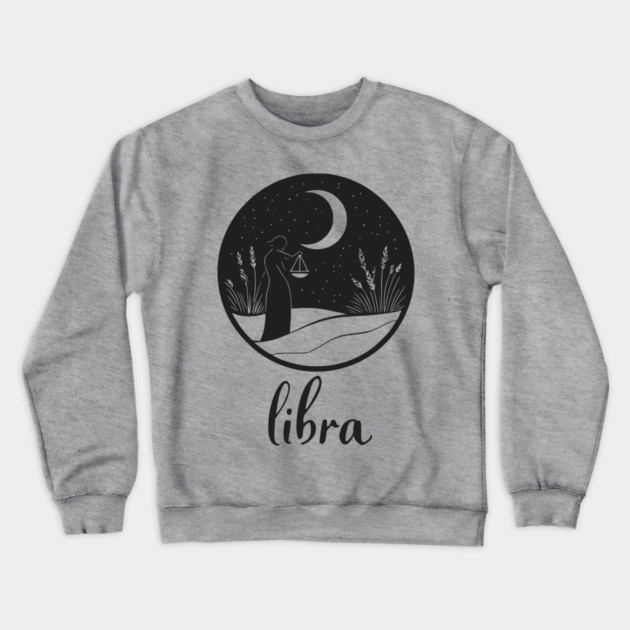 Libra Zodiac Sign Celestial Balance Art Crewneck Sweatshirt by TuncGK