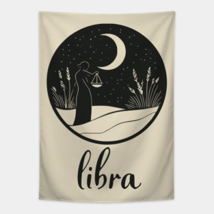 Libra Zodiac Sign Celestial Balance Art Tapestry