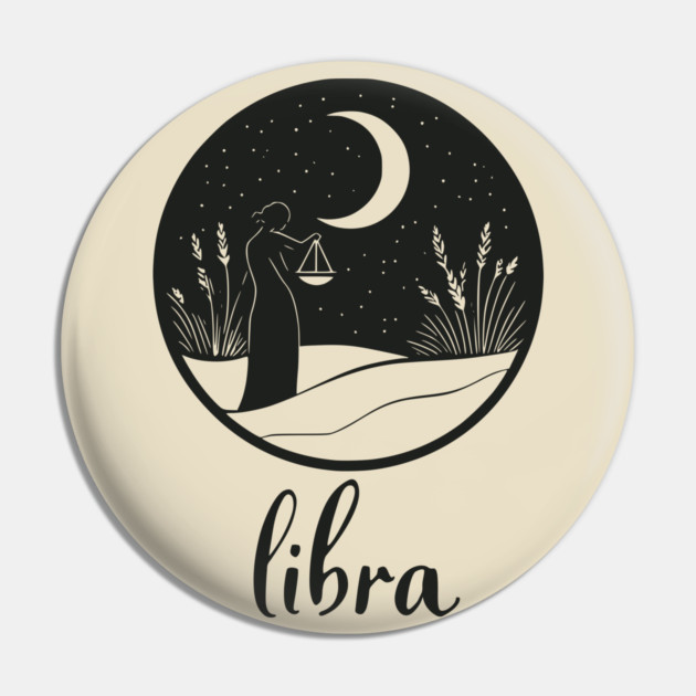 Libra Zodiac Sign Celestial Balance Art Pin by TuncGK