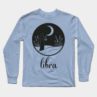Libra Zodiac Sign Celestial Balance Art Long Sleeve T-Shirt