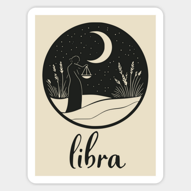 Libra Zodiac Sign Celestial Balance Art Magnet by TuncGK
