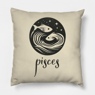 Pisces Zodiac Sign Mystical Fish Artwork Pillow