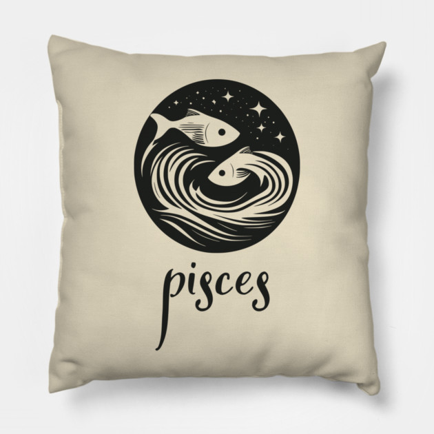 Pisces Zodiac Sign Mystical Fish Artwork Pillow by TuncGK