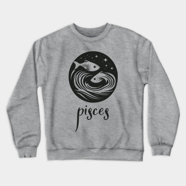 Pisces Zodiac Sign Mystical Fish Artwork Crewneck Sweatshirt by TuncGK