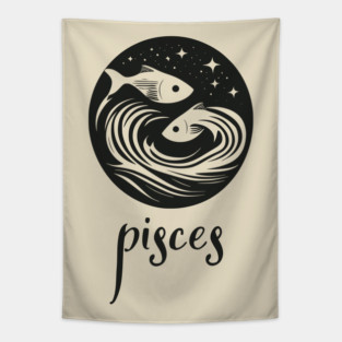 Pisces Zodiac Sign Mystical Fish Artwork Tapestry
