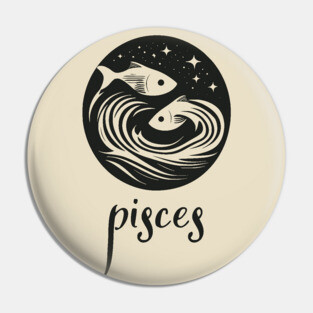 Pisces Zodiac Sign Mystical Fish Artwork Pin