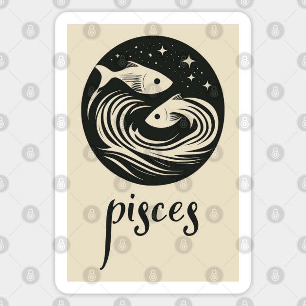 Pisces Zodiac Sign Mystical Fish Artwork Sticker by TuncGK