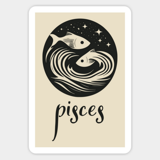 Pisces Zodiac Sign Mystical Fish Artwork Magnet by TuncGK