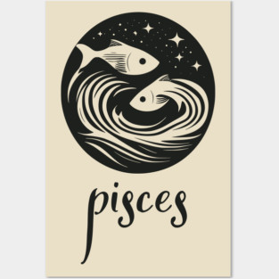 Pisces Zodiac Sign Mystical Fish Artwork Posters and Art