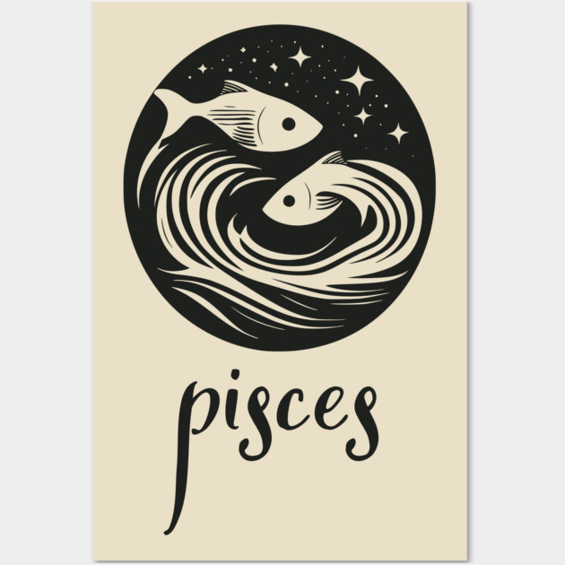 Pisces Zodiac Sign Mystical Fish Artwork Wall Art by TuncGK