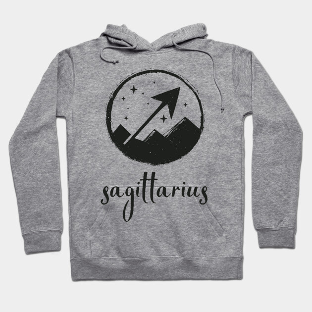 Sagittarius Zodiac Sign Cosmic Arrow Design Hoodie by TuncGK