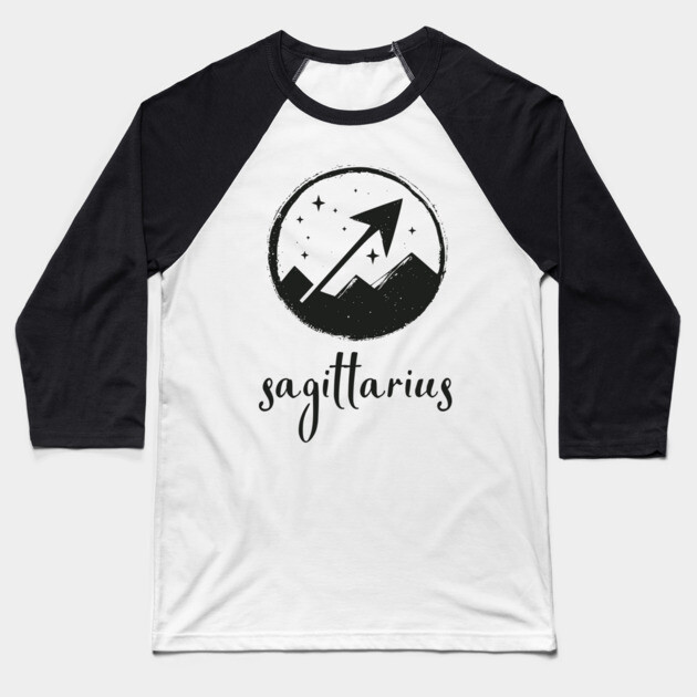 Sagittarius Zodiac Sign Cosmic Arrow Design Baseball T-Shirt by TuncGK