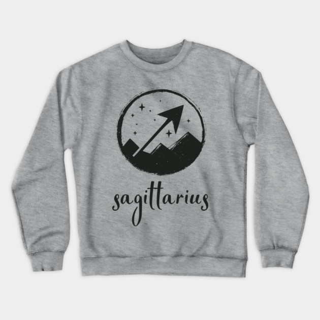 Sagittarius Zodiac Sign Cosmic Arrow Design Crewneck Sweatshirt by TuncGK