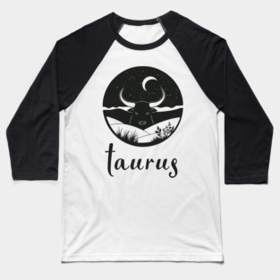 Taurus Zodiac Sign Bull Moon Art Baseball T-Shirt