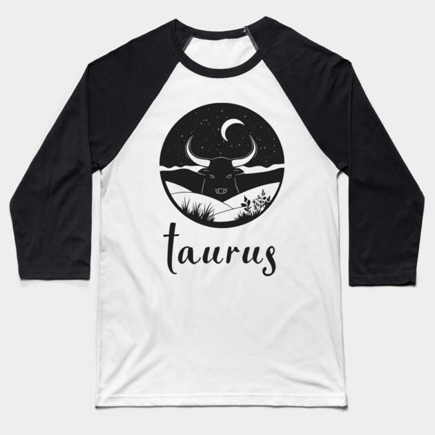 Taurus Zodiac Sign Bull Moon Art Baseball T-Shirt by TuncGK