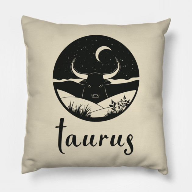 Taurus Zodiac Sign Bull Moon Art Pillow by TuncGK