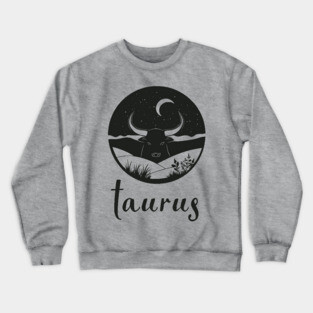 Taurus Zodiac Sign Bull Moon Art Crewneck Sweatshirt