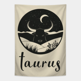 Taurus Zodiac Sign Bull Moon Art Tapestry