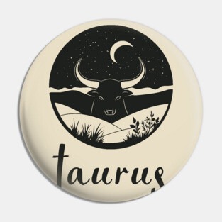 Taurus Zodiac Sign Bull Moon Art Pin