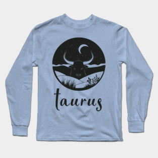 Taurus Zodiac Sign Bull Moon Art Long Sleeve T-Shirt