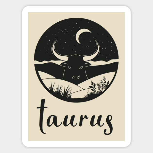 Taurus Zodiac Sign Bull Moon Art Magnet by TuncGK