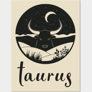 Taurus Zodiac Sign Bull Moon Art Posters and Art