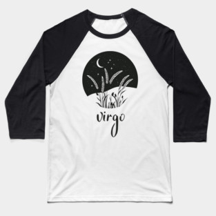 Virgo Zodiac Sign Starry Wheat Artwork Baseball T-Shirt