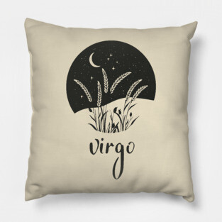 Virgo Zodiac Sign Starry Wheat Artwork Pillow