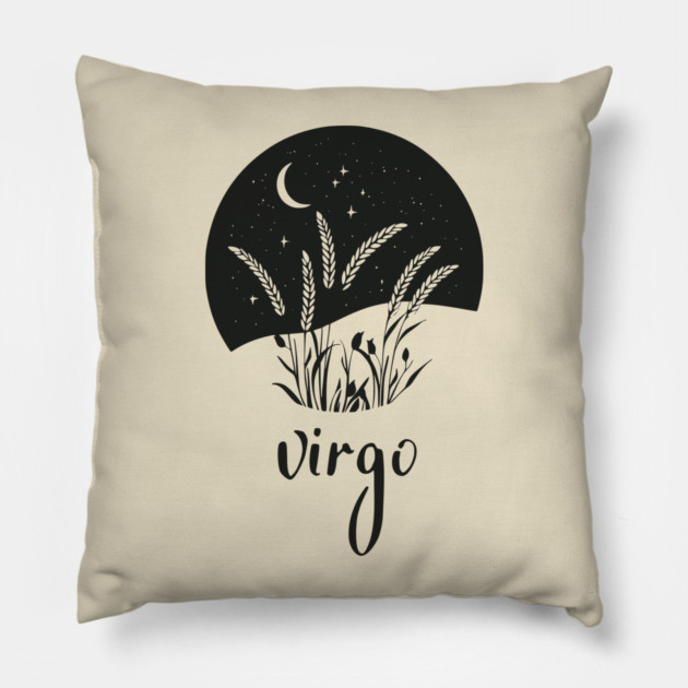 Virgo Zodiac Sign Starry Wheat Artwork Pillow by TuncGK
