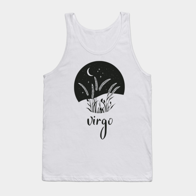 Virgo Zodiac Sign Starry Wheat Artwork Tank Top by TuncGK