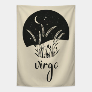 Virgo Zodiac Sign Starry Wheat Artwork Tapestry